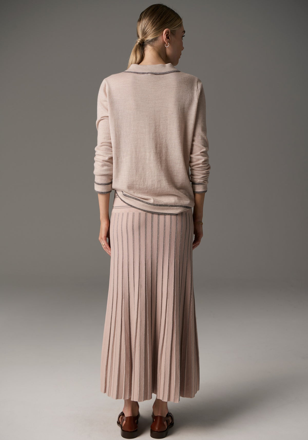 POL Clothing | Bennet Polo Knit Lurex | Blush