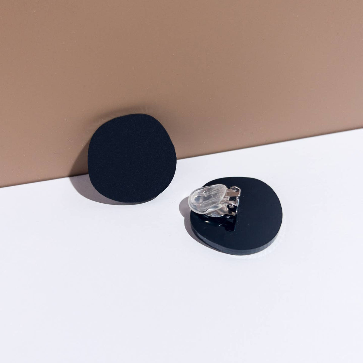 Mingled | Clip On | Organic Statement Studs | Black