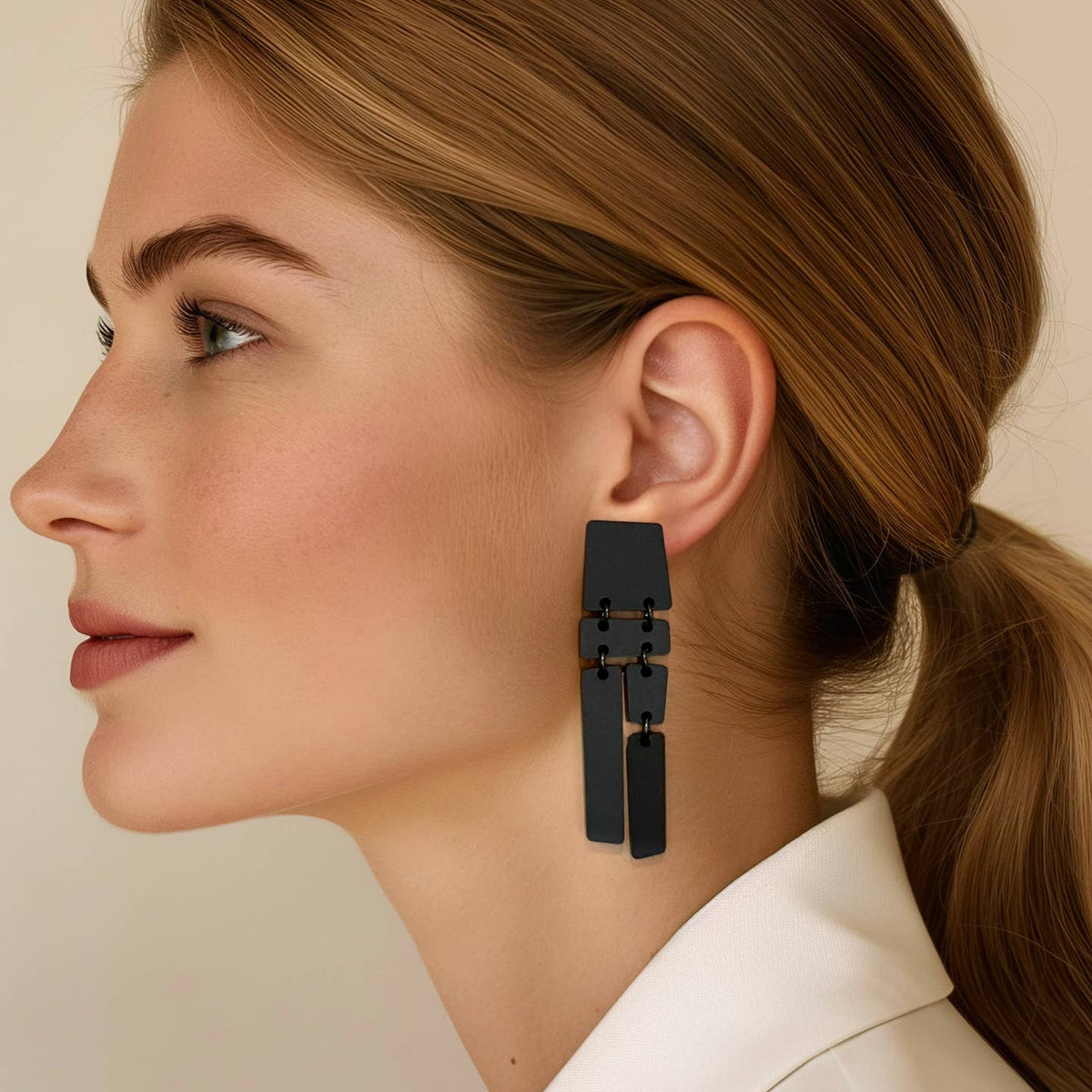 Mingled | Pila | Large Statement Earrings | Matte Black