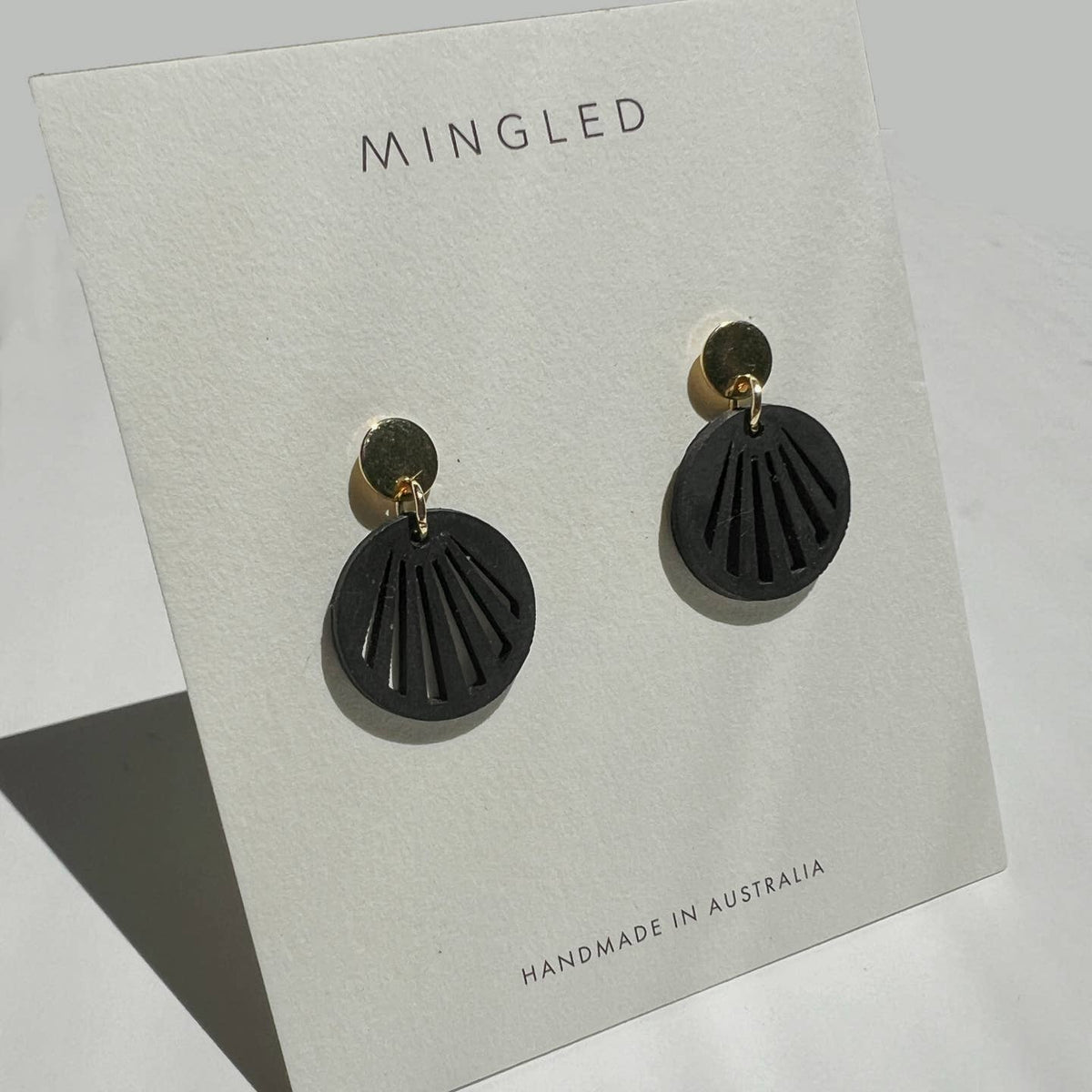 Mingled | Radiance | Minimalist Dangle Earrings | Black and Gold