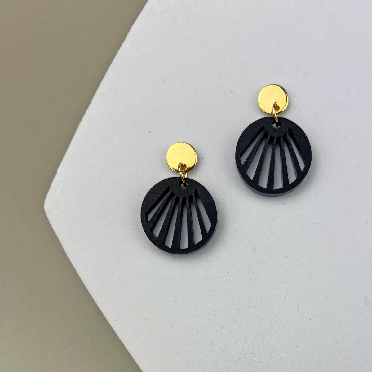 Mingled | Radiance | Minimalist Dangle Earrings | Black and Gold