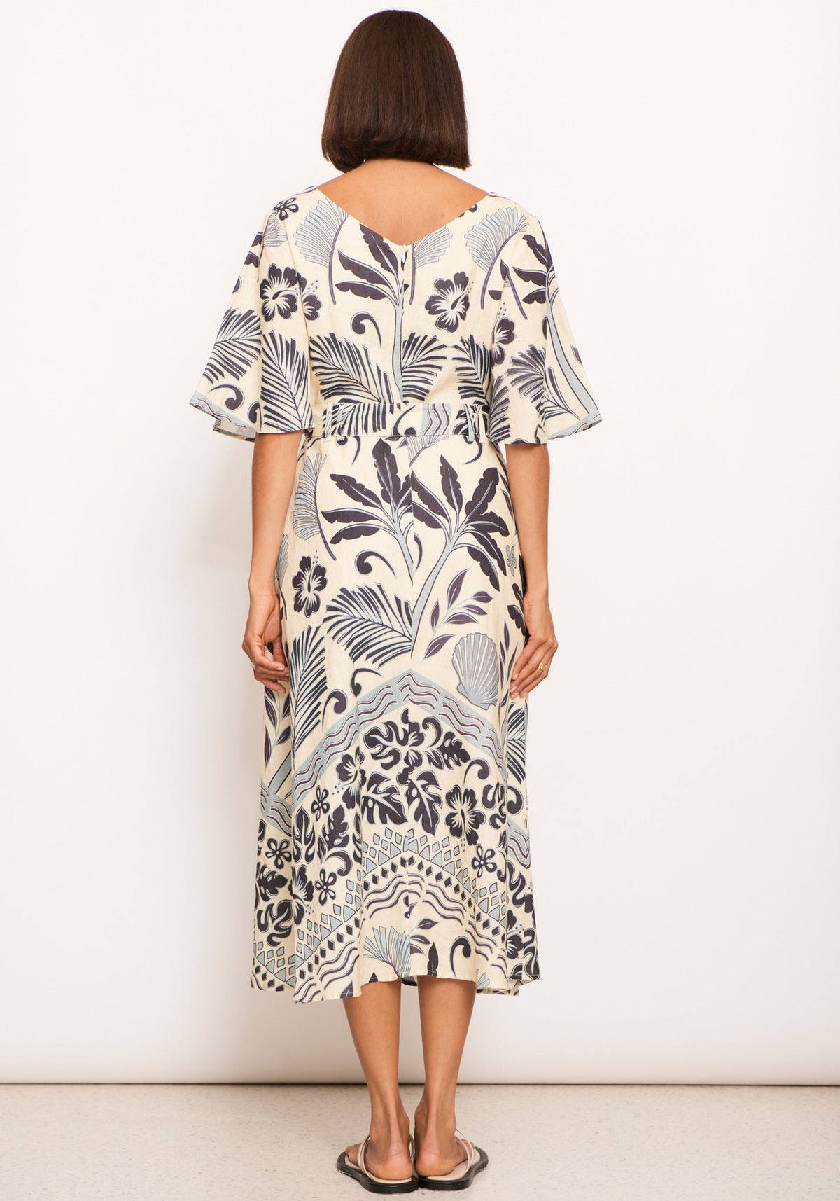 POL Clothing | Paradise Bias Dress | Paradise Palm Print