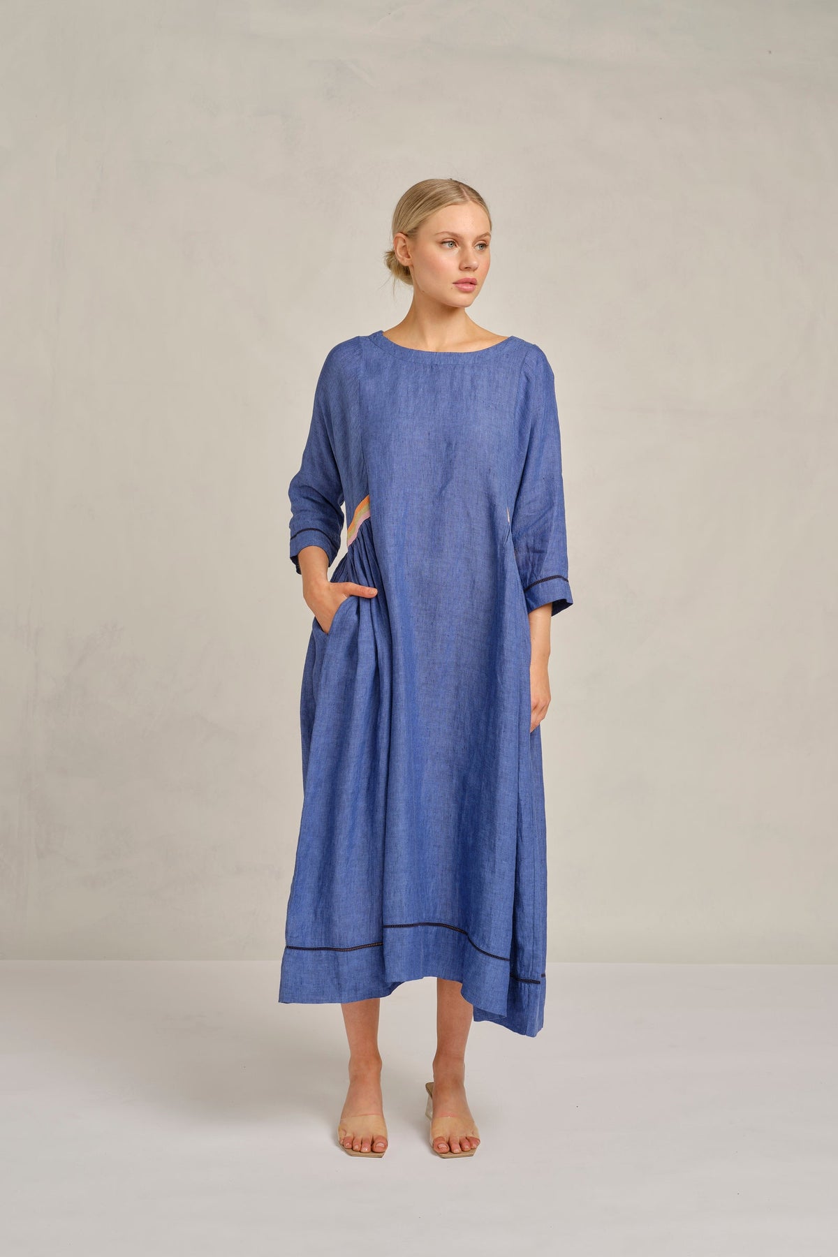 Alessandra | Alice Linen Dress | Denim Blue