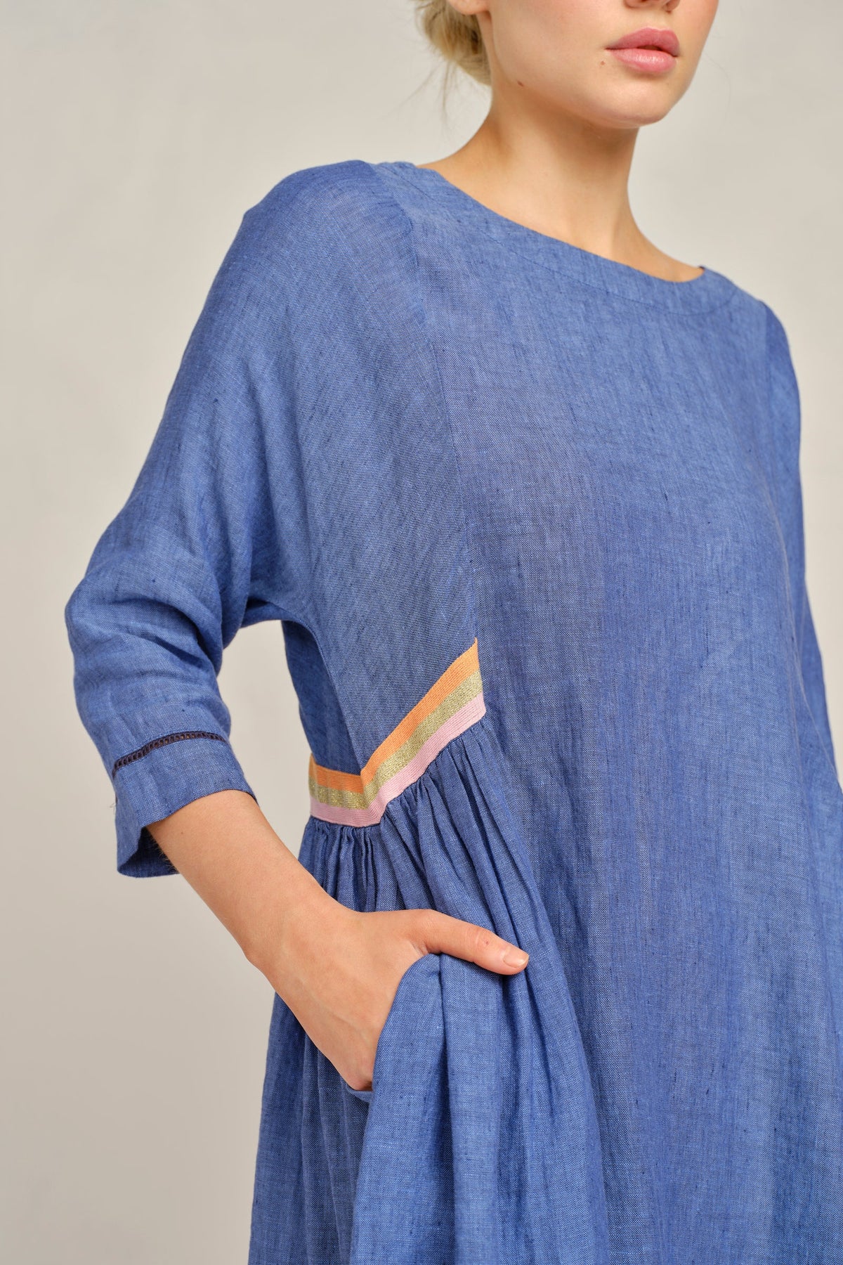 Alessandra | Alice Linen Dress | Denim Blue