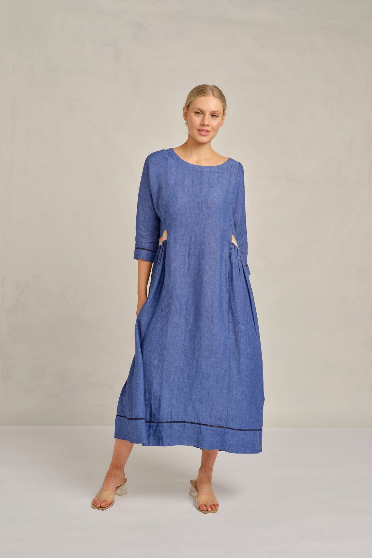 Alessandra | Alice Linen Dress | Denim Blue