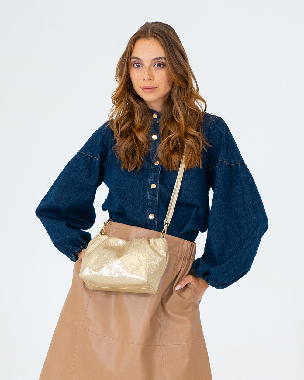 ELMS+KING | Monty Crossbody Bag | Light Gold Crinkle