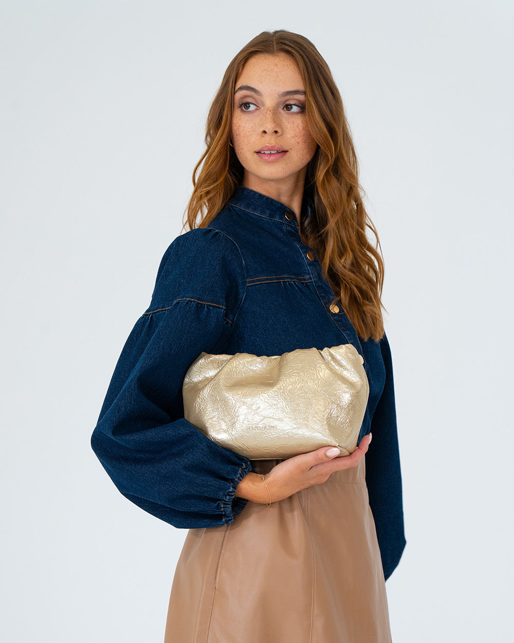 ELMS+KING | Monty Crossbody Bag | Light Gold Crinkle