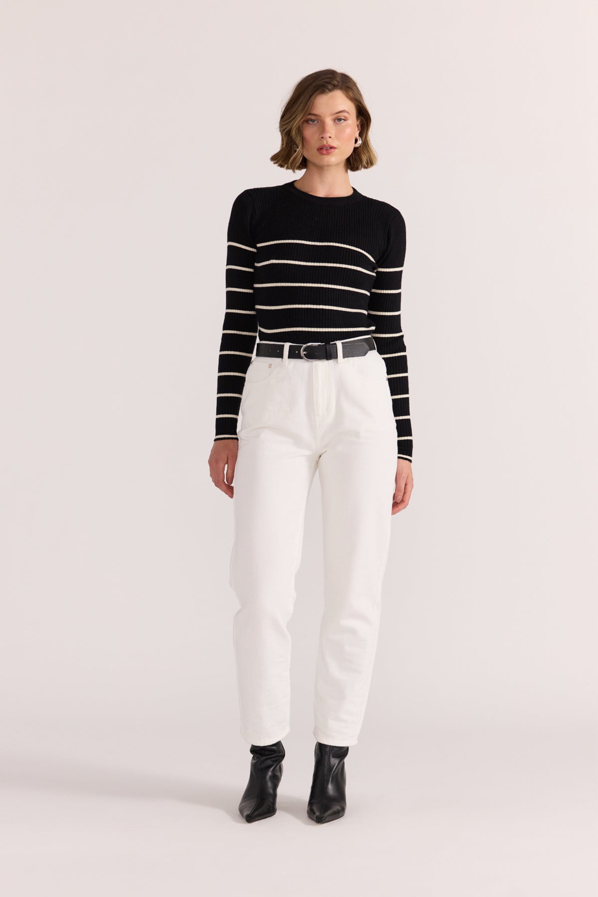 Staple The Label | Freya Stripe Knit Top | Black/White Stripe
