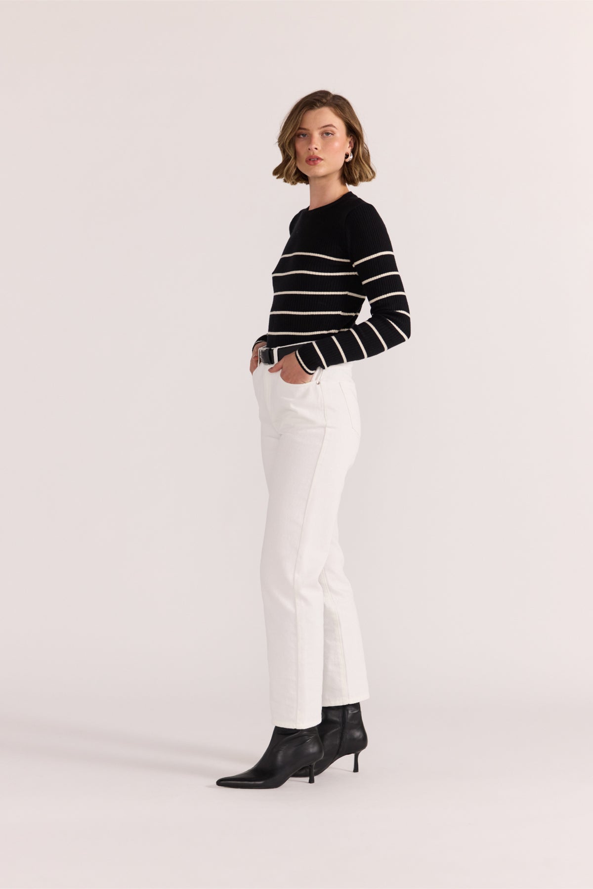 Staple The Label | Freya Stripe Knit Top | Black/White Stripe