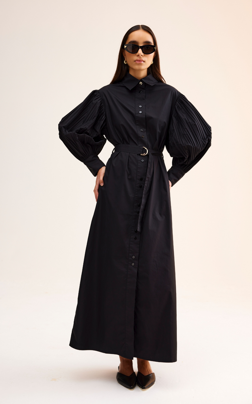 Kinney | Harlow Pleat Dress | Black