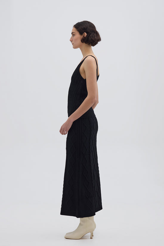 Iris &amp; Wool | Heart Cable Maxi Skirt | Black