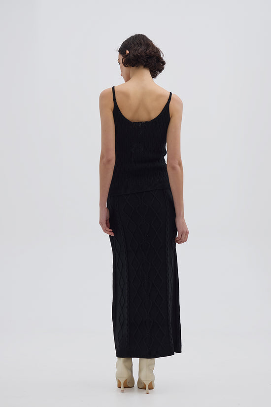 Iris &amp; Wool | Heart Cable Maxi Skirt | Black
