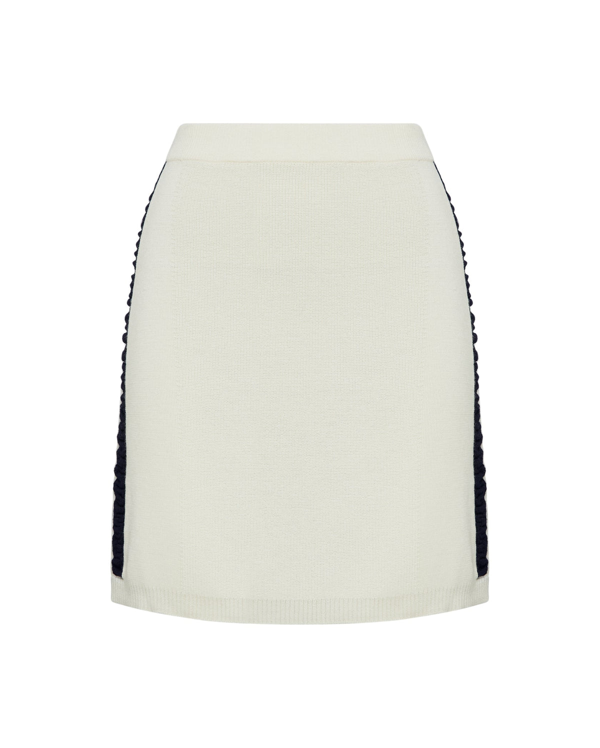 Iris &amp; Wool | Ruched Striped Rib Skirt | Cream/Navy