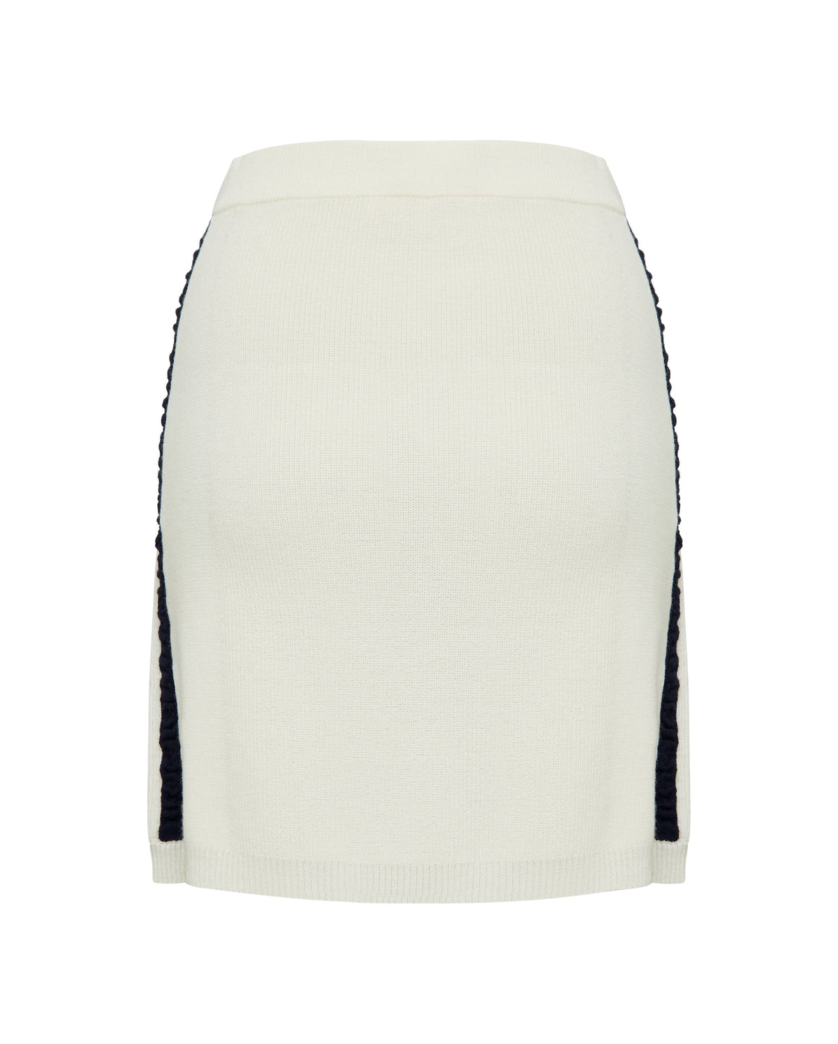 Iris &amp; Wool | Ruched Striped Rib Skirt | Cream/Navy