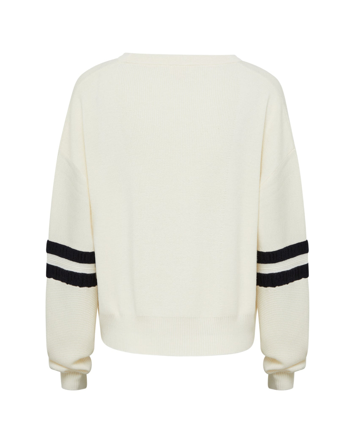 Iris &amp; Wool | Ruched Striped Rib Sweater | Cream/Navy