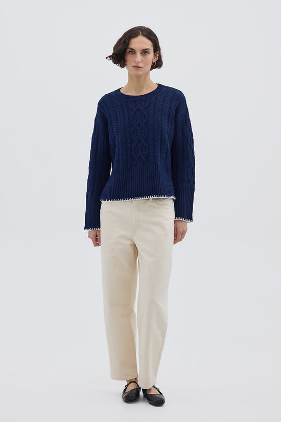 Iris &amp; Wool | Burra Crotchet Sweater | Navy