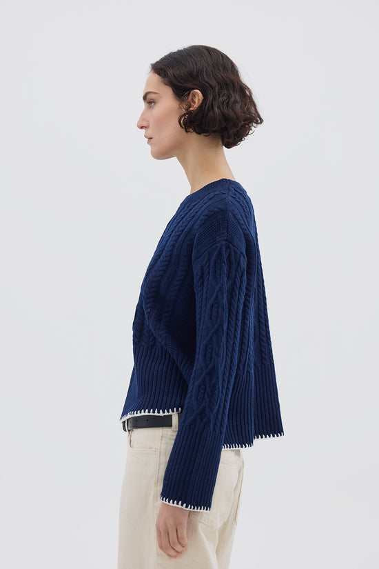 Iris &amp; Wool | Burra Crotchet Sweater | Navy
