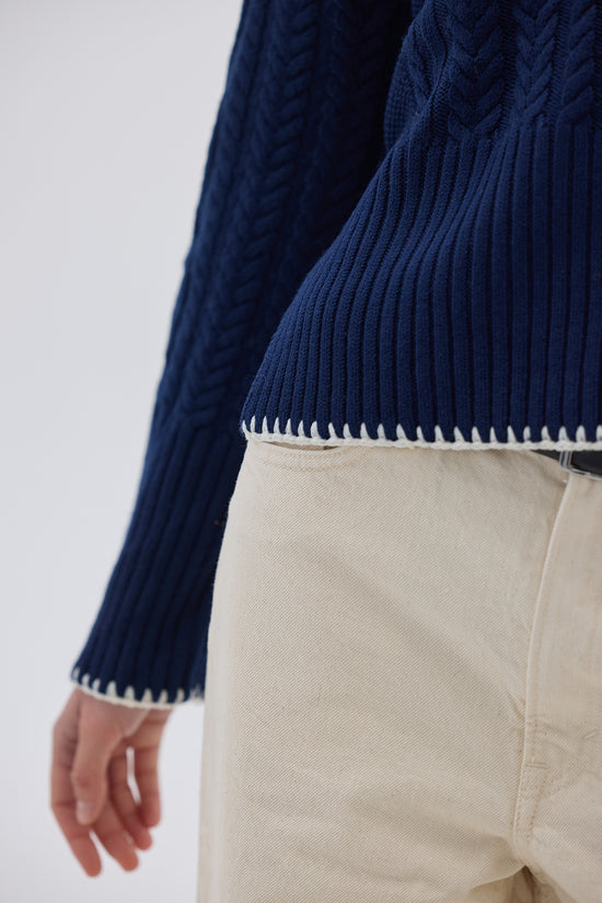 Iris &amp; Wool | Burra Crotchet Sweater | Navy