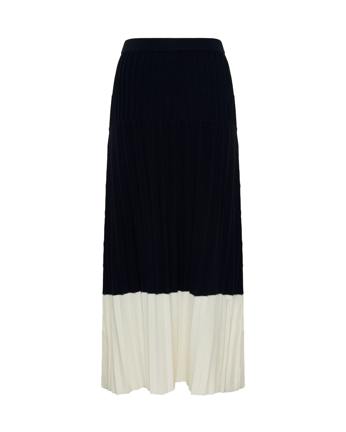 Iris &amp; Wool | Colour Block Pleat Skirt | Black &amp; Cream