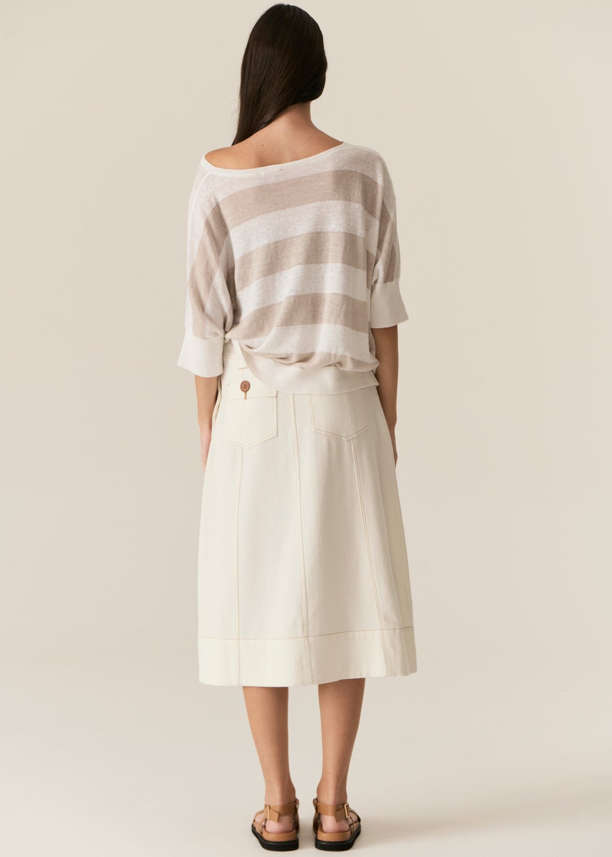 POL | Milton Stripe Knit | White/Pebble