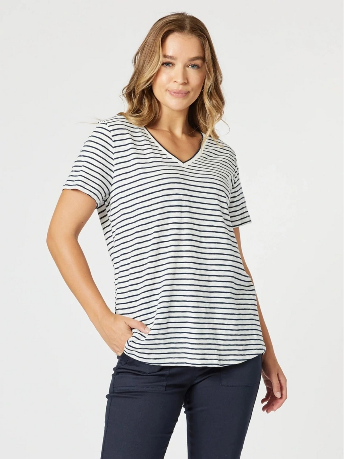 Threadz | Tonic Stripe Tee | Navy/White