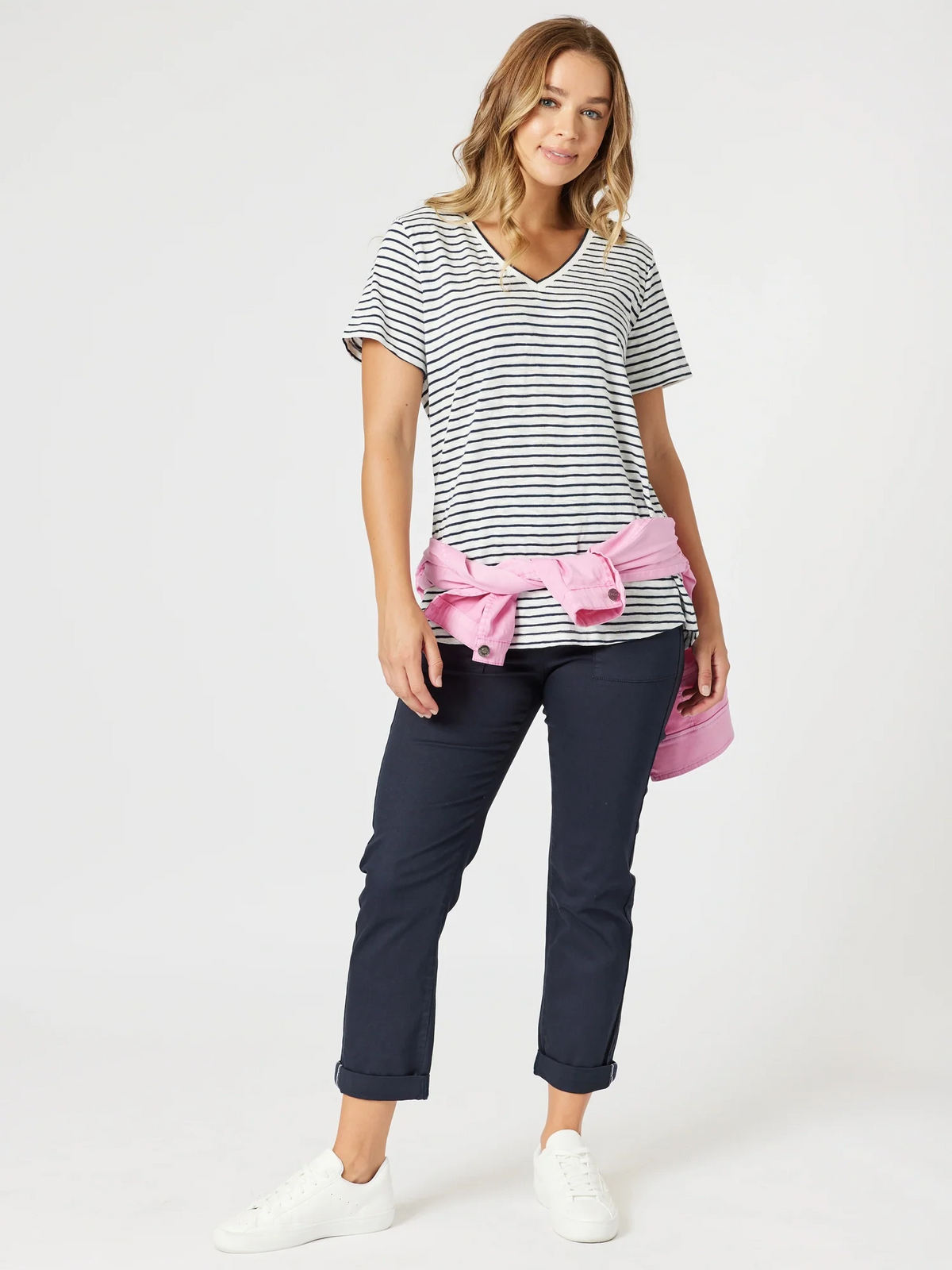 Threadz | Tonic Stripe Tee | Navy/White