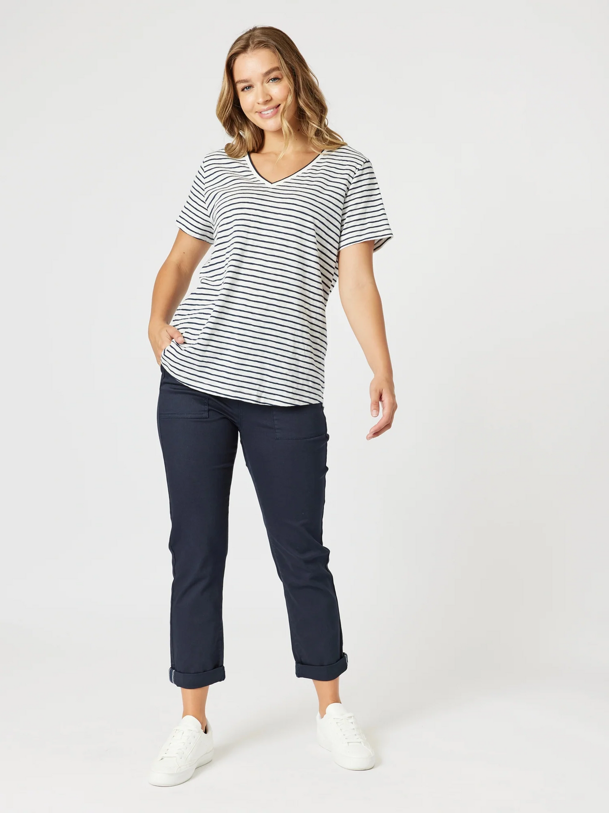 Threadz | Tonic Stripe Tee | Navy/White