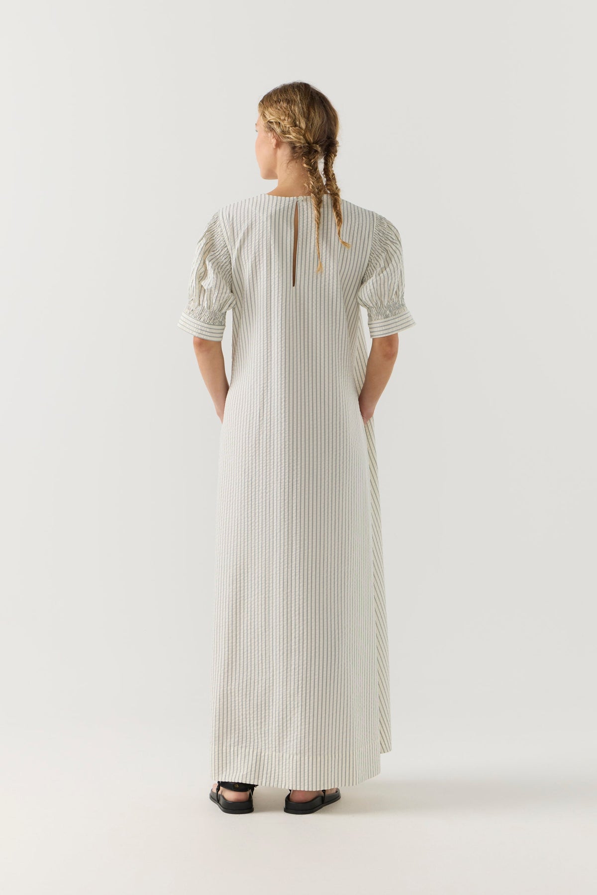 Foemina | Scottie Dress | Basil Stripe Seersucker