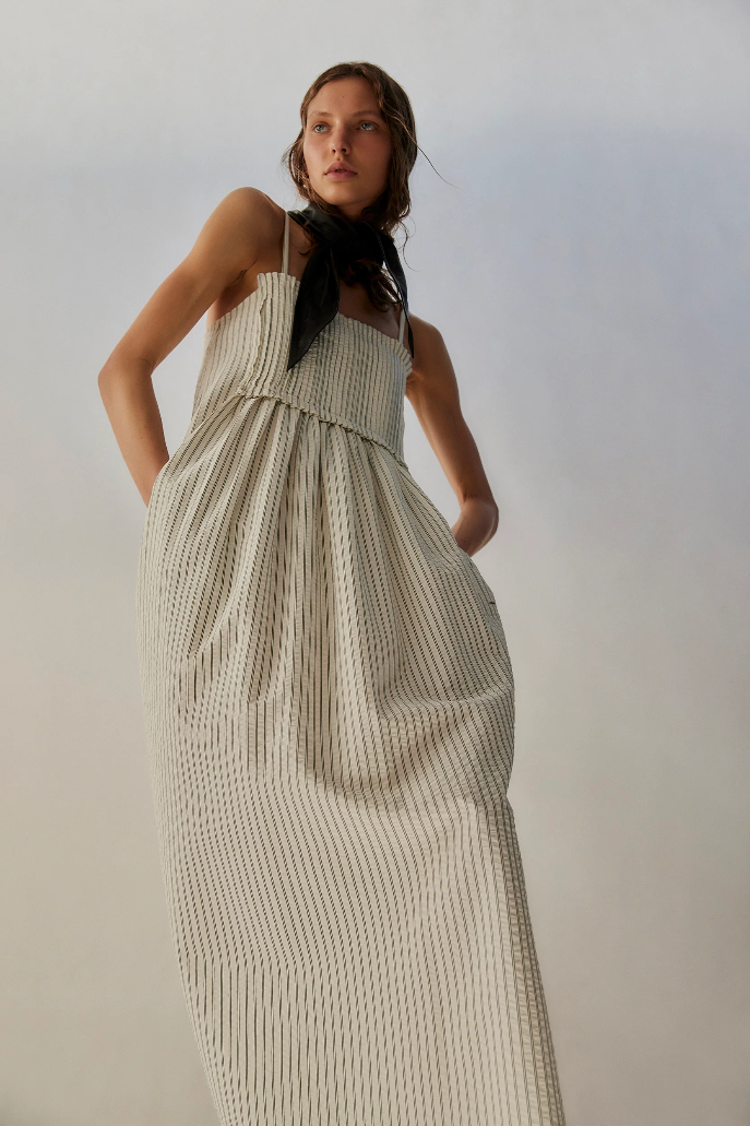 Foemina | Sloane Dress | Basil Stripe Seersucker