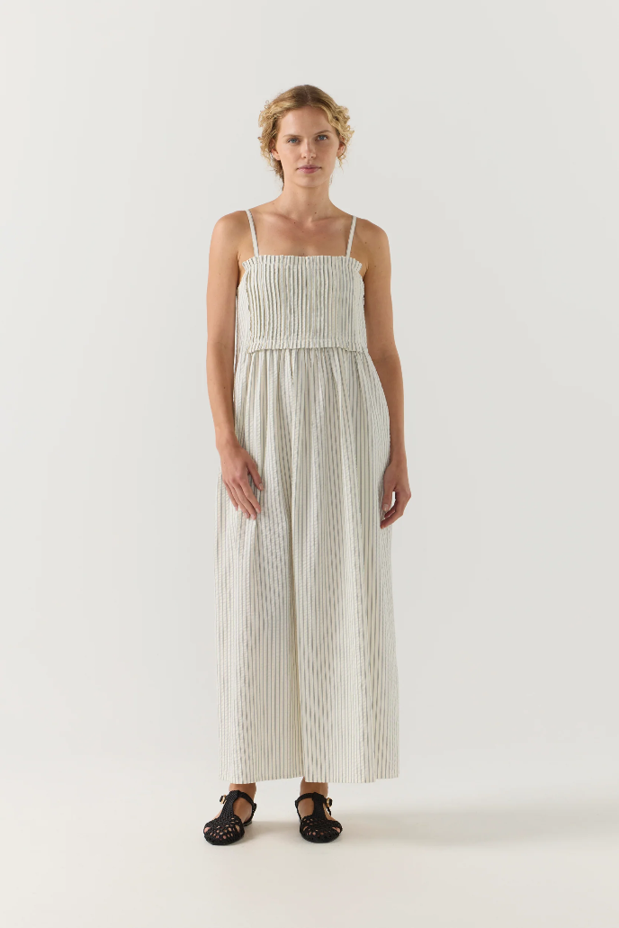 Foemina | Sloane Dress | Basil Stripe Seersucker