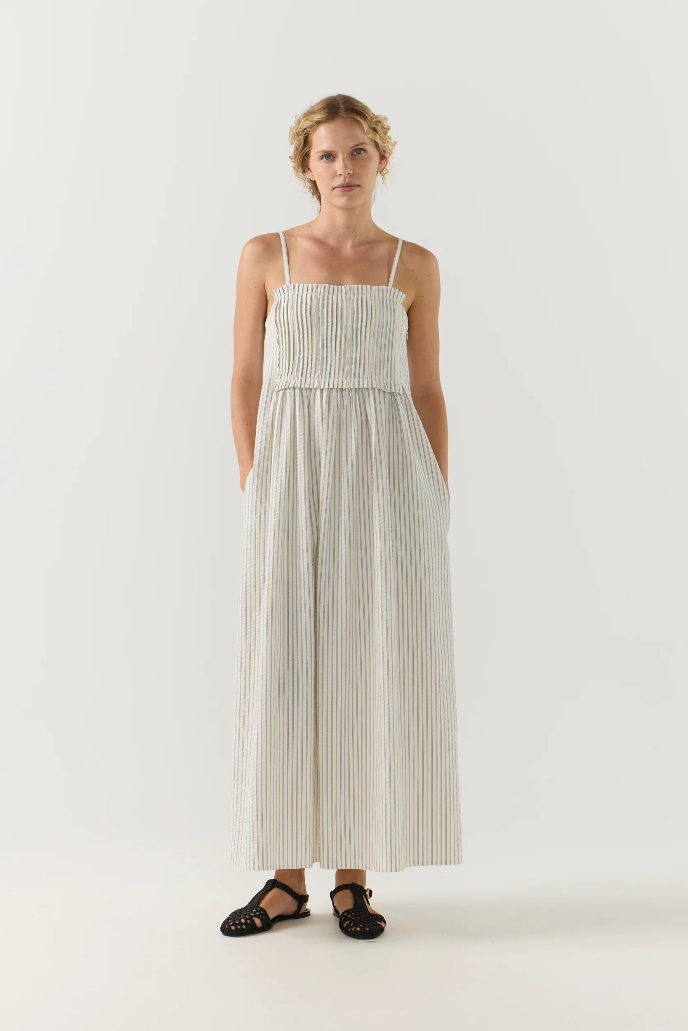 Foemina | Sloane Dress | Basil Stripe Seersucker