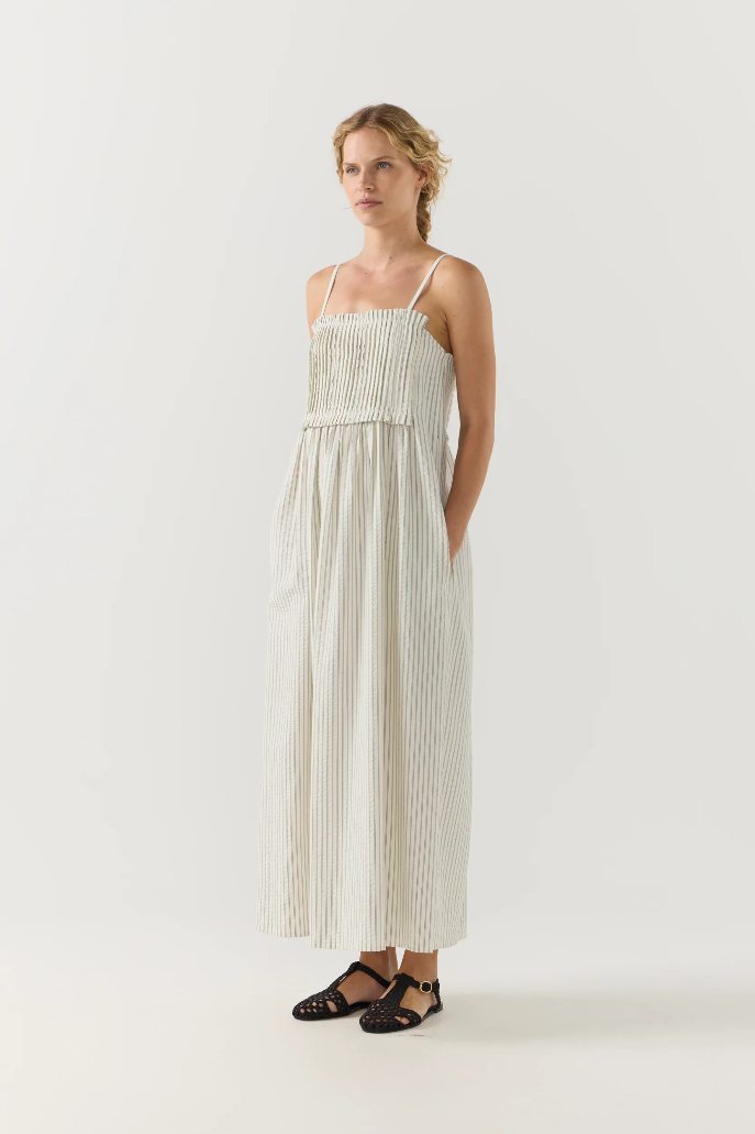 Foemina | Sloane Dress | Basil Stripe Seersucker
