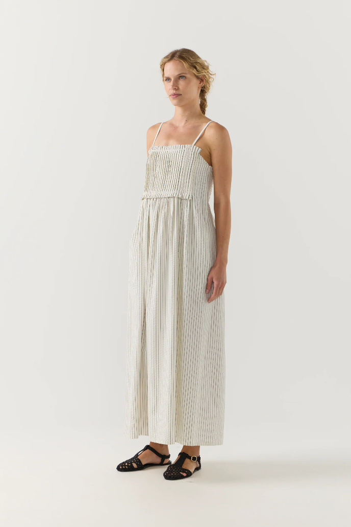 Foemina | Sloane Dress | Basil Stripe Seersucker