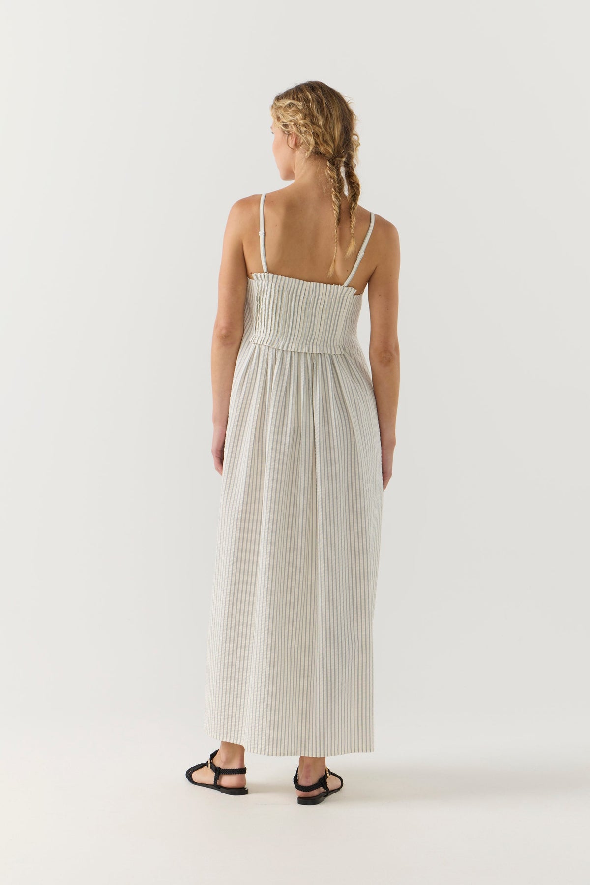 Foemina | Sloane Dress | Basil Stripe Seersucker