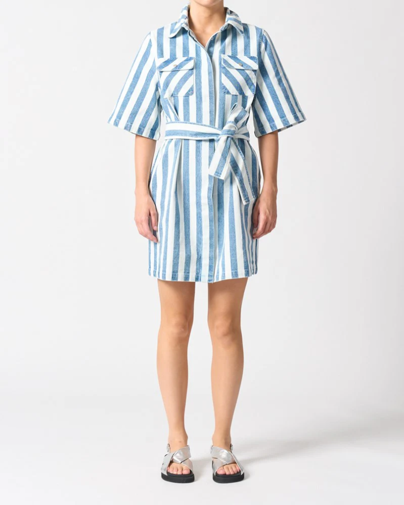 Walnut | Mayfair Dress | Denim Stripe