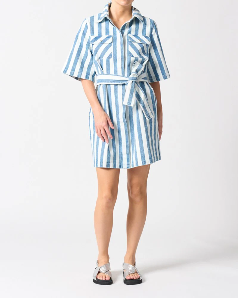 Walnut | Mayfair Dress | Denim Stripe