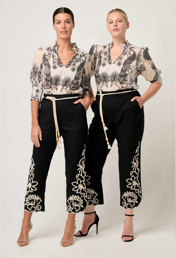 Once Was | Oleander Cotton Silk Shirred Blouse | Imperial Stone