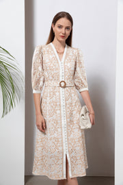 GDS | Naomi V Neck Long Dress | Beige