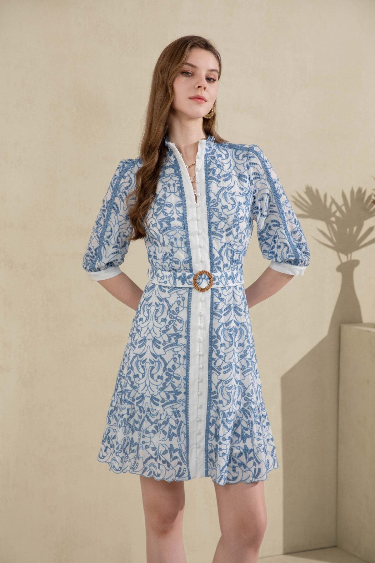 GDS | Naomi Belted Short Dress | Blue