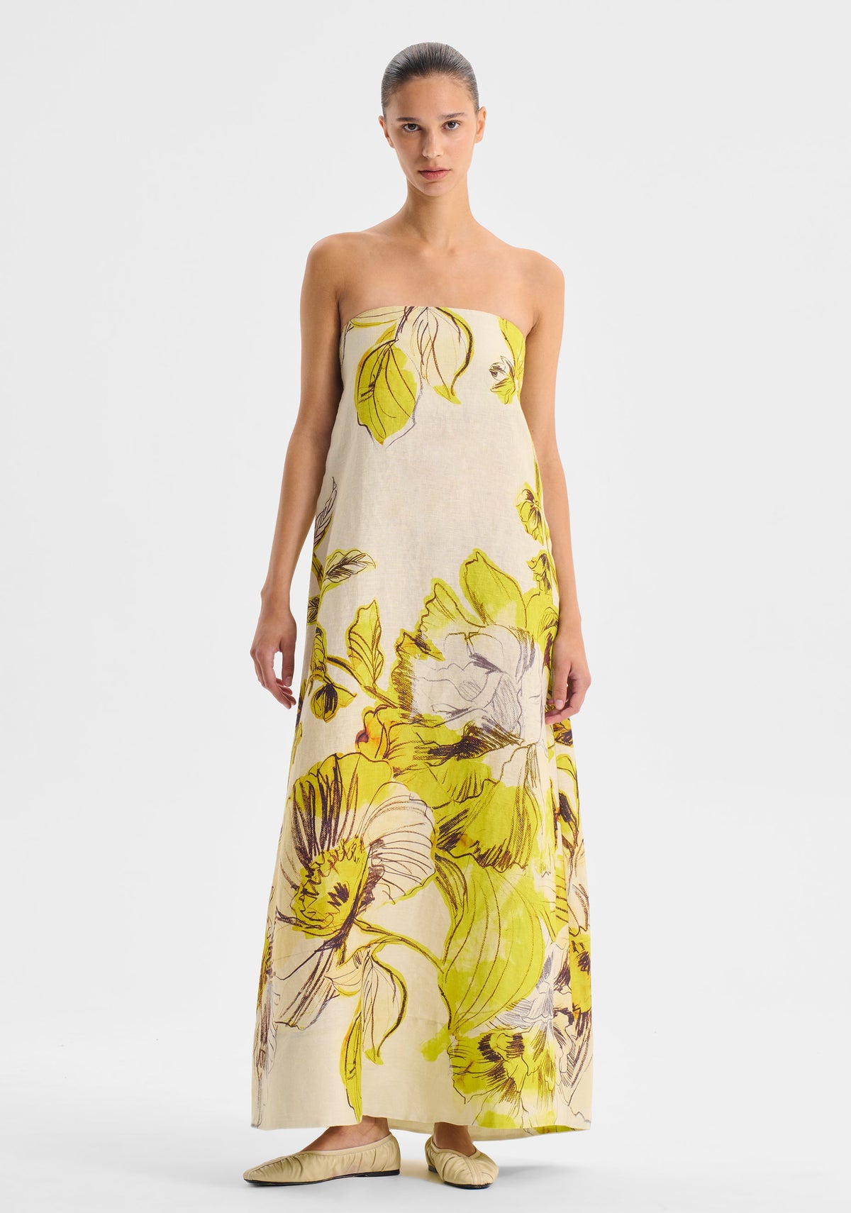 Morrison | Mae Linen Strapless Dress | Lemon