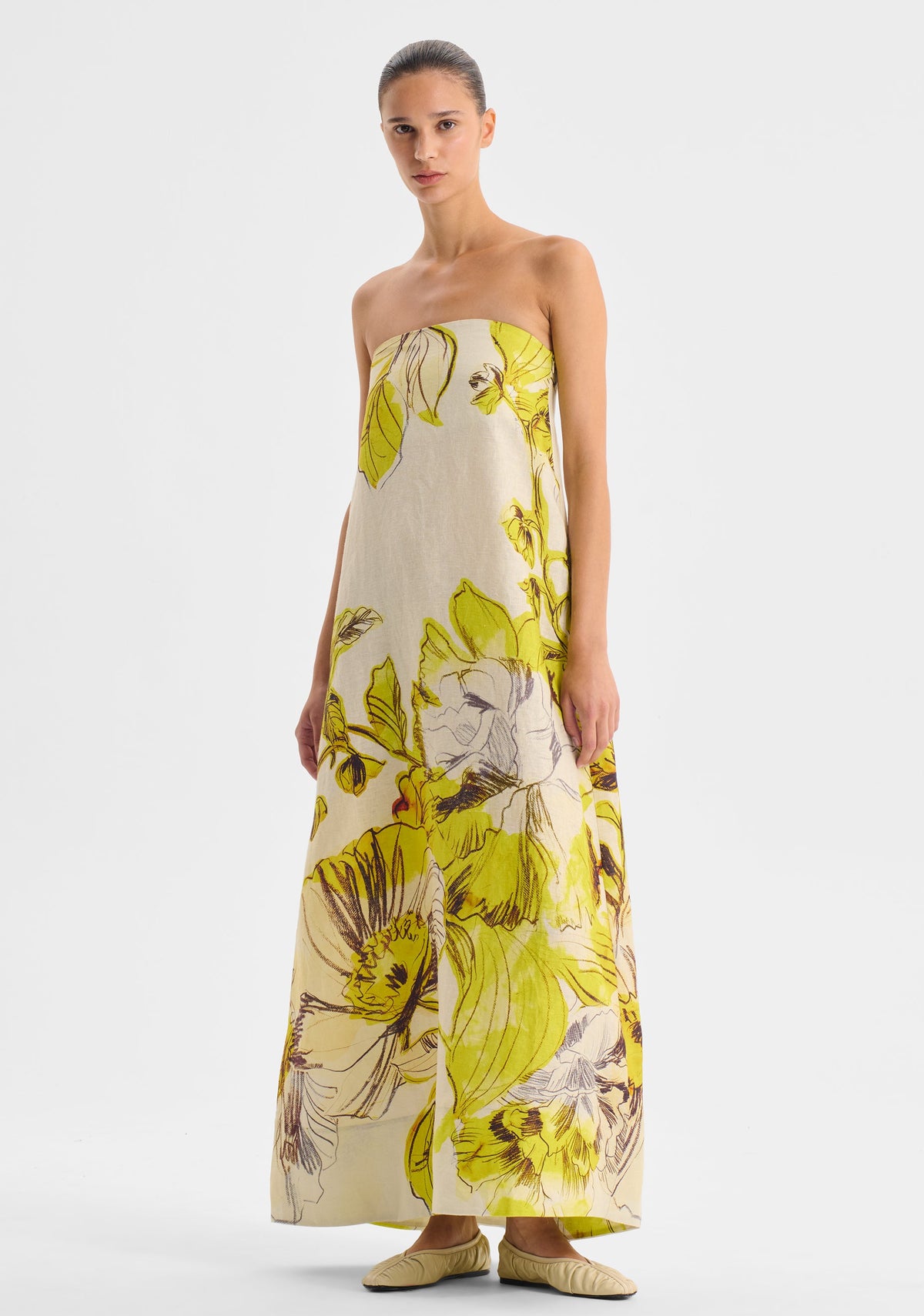 Morrison | Mae Linen Strapless Dress | Lemon