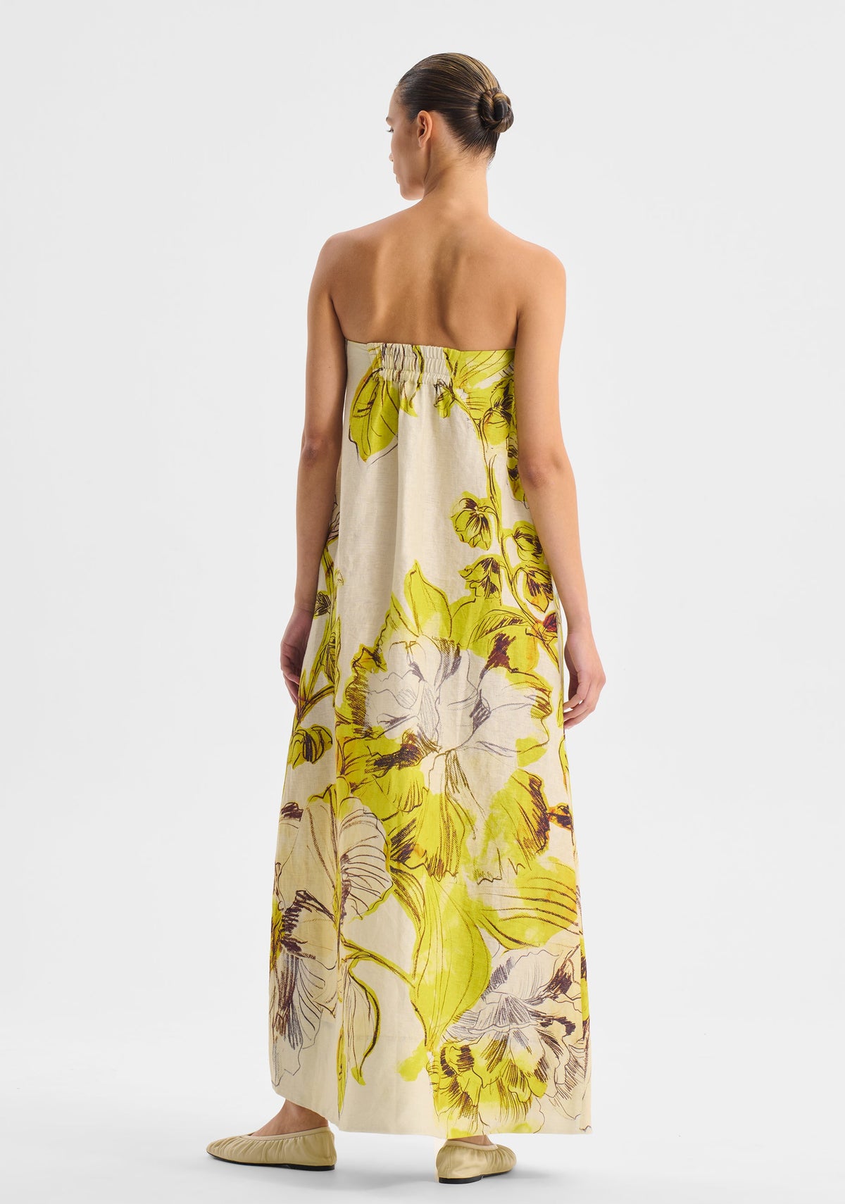 Morrison | Mae Linen Strapless Dress | Lemon