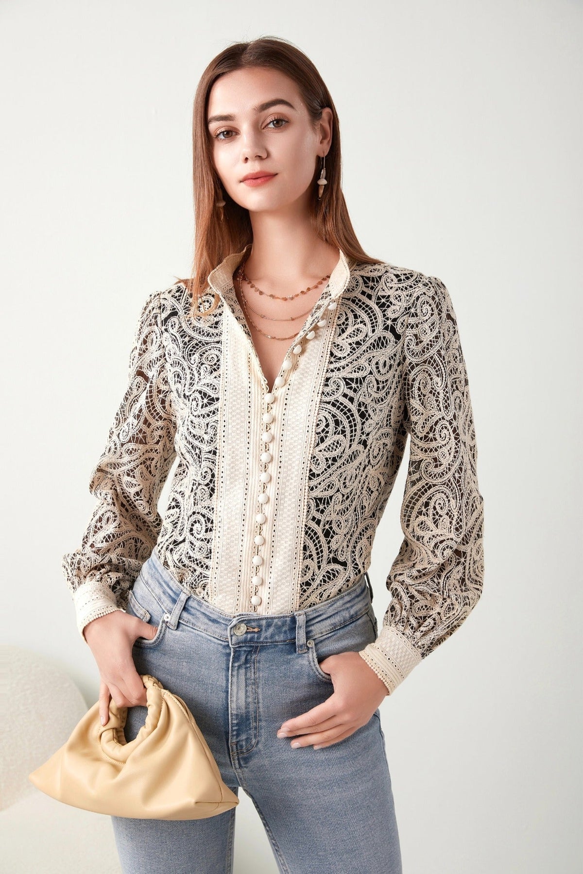 GDS | Irina Lace Button Blouse | Black