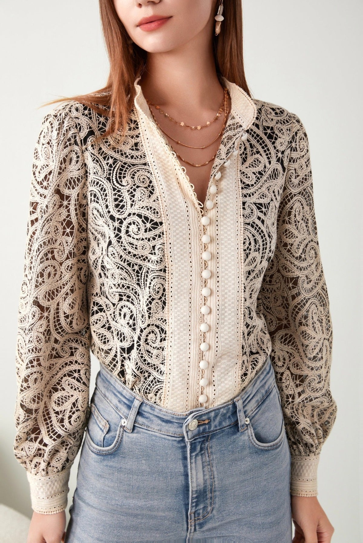 GDS | Irina Lace Button Blouse | Black