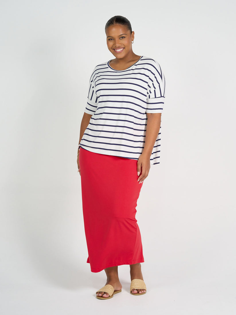 Lou Lou | Gina Slouched Bamboo Tee | Blue &amp; White Stripe