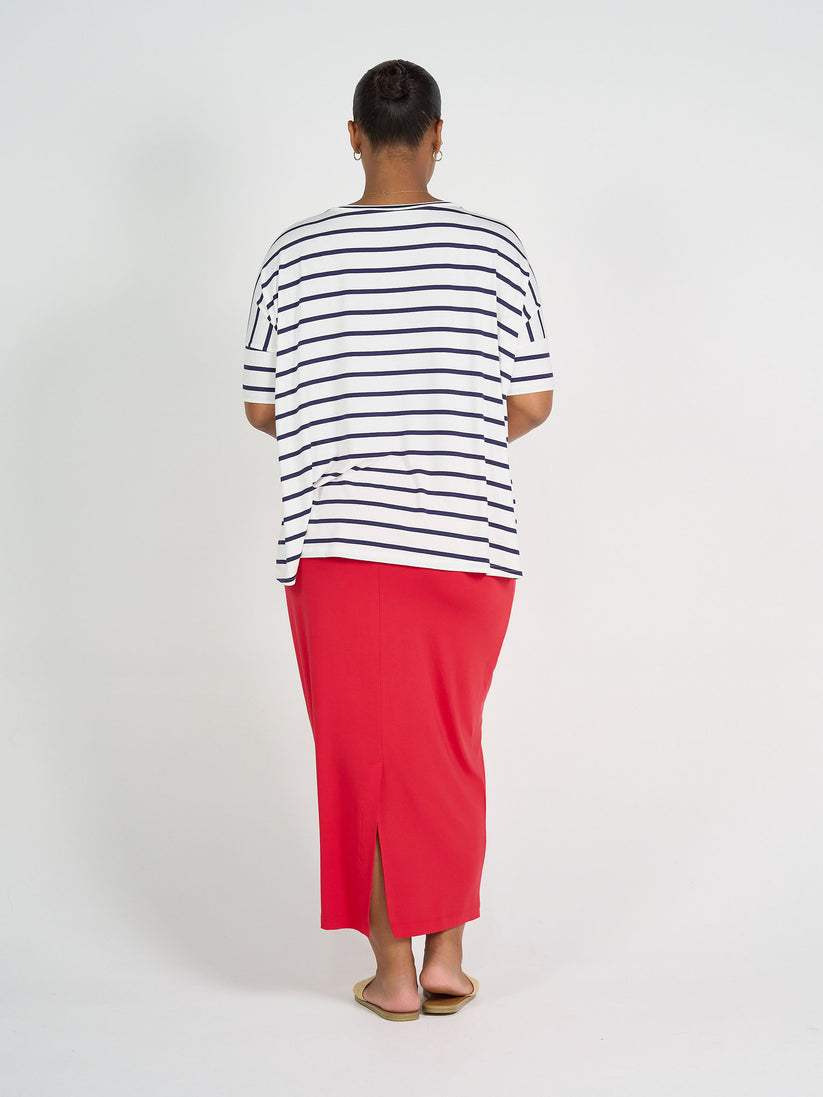 Lou Lou | Gina Slouched Bamboo Tee | Blue &amp; White Stripe