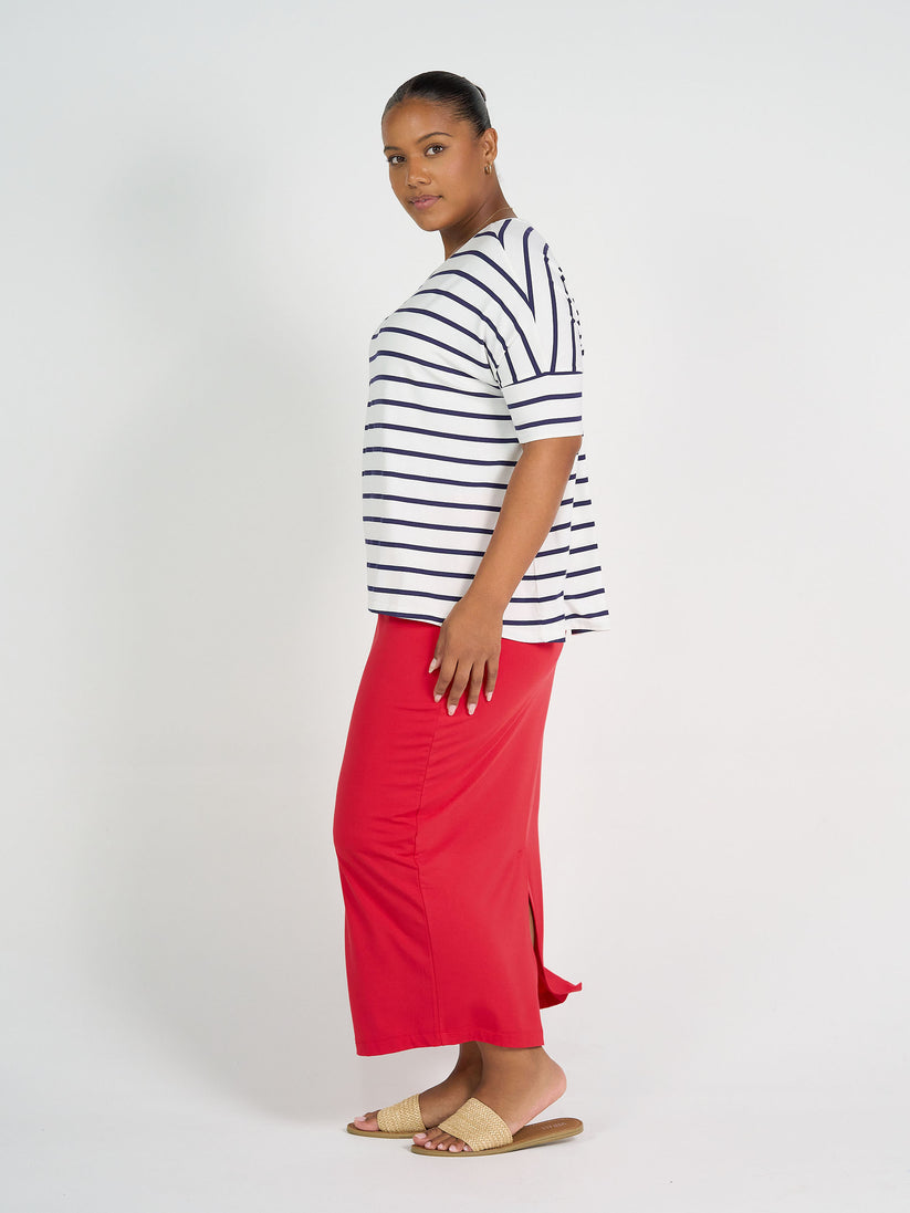 Lou Lou | Gina Slouched Bamboo Tee | Blue &amp; White Stripe