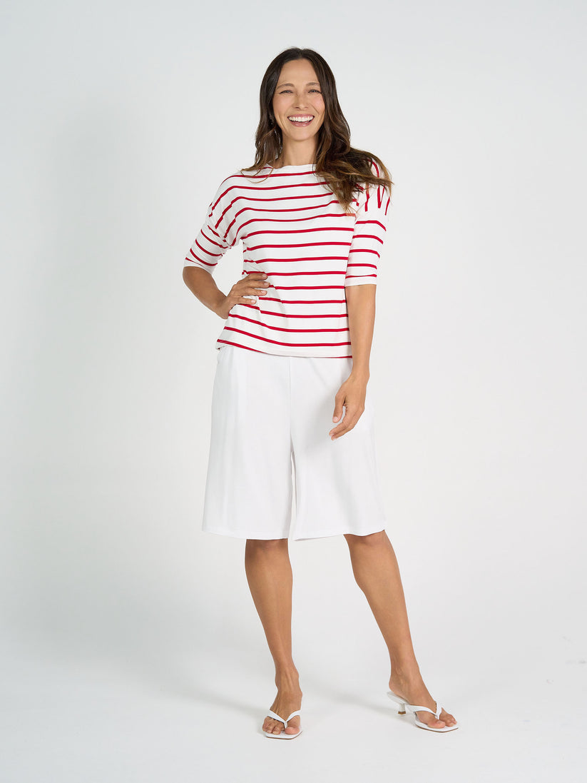Lou Lou | Camila Bamboo Top | Lipstick &amp; White Stripe