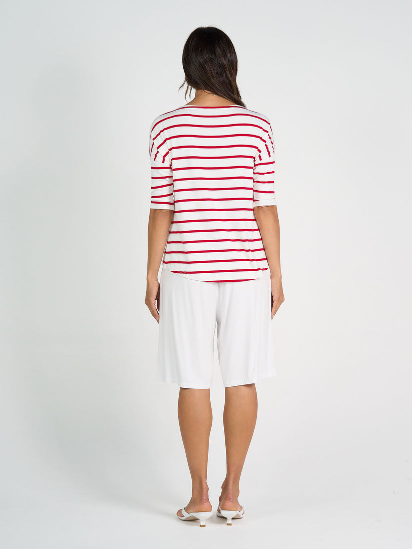 Lou Lou | Camila Bamboo Top | Lipstick &amp; White Stripe