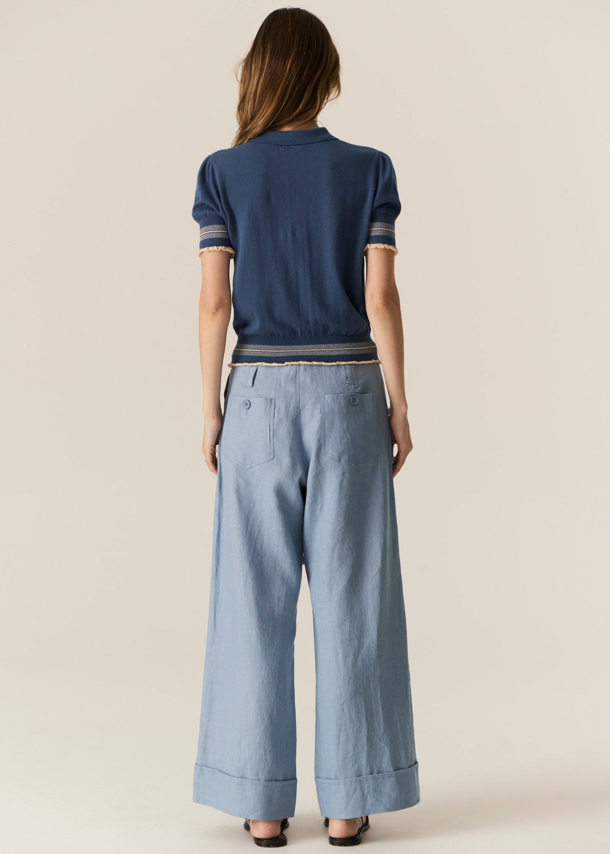 POL | Lask Knit Polo | Blue/Ecru